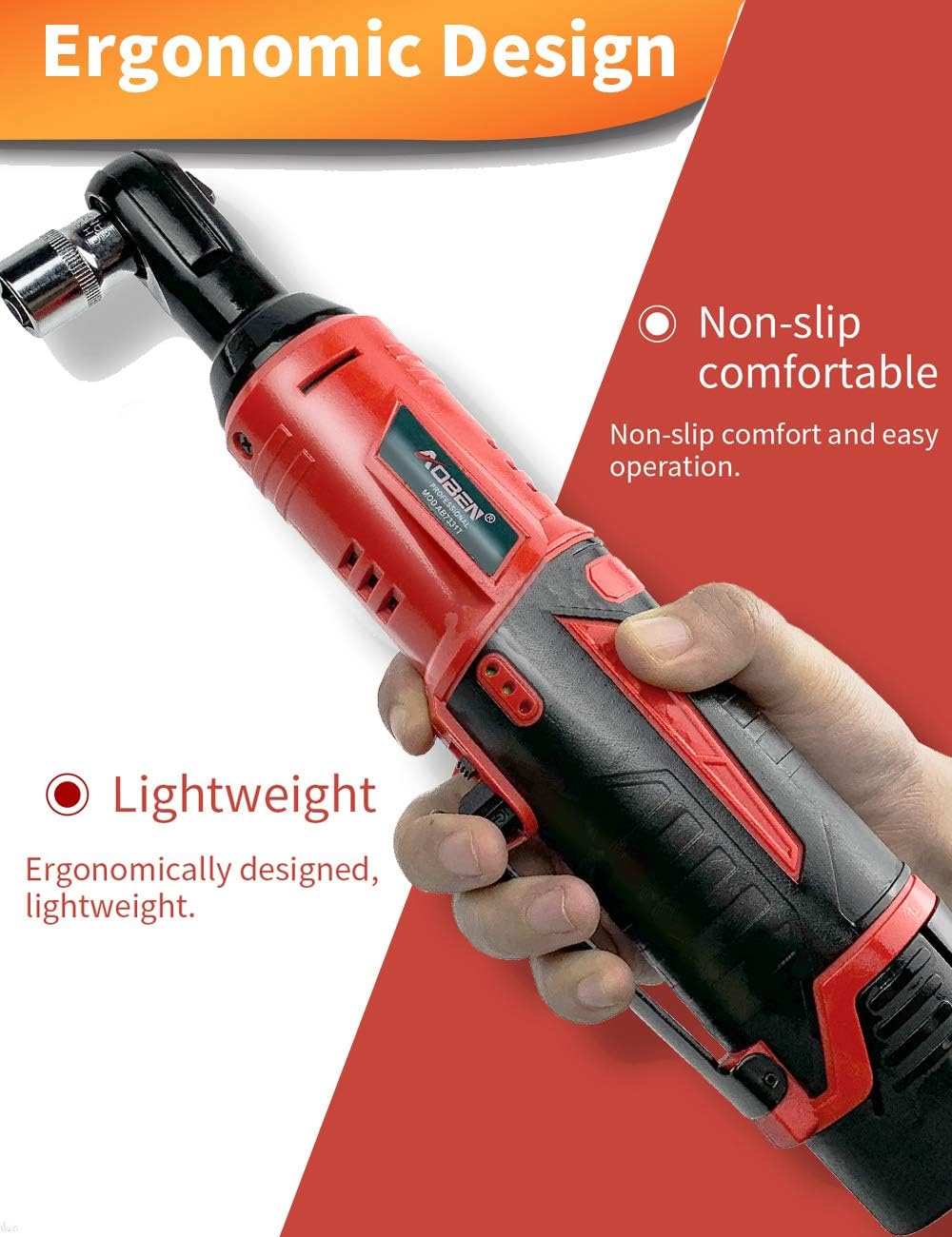 Cordless Electric Ratchet Wrench Set, AOBEN 3/8" 12V Power Ratchet Tool Kit With 2 Packs 2000mAh Lithium-Ion Battery And Charger: Home Improvement