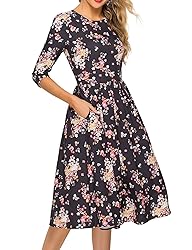 Simple Flavor Women's Floral Vintage Dress Elegant