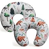FIGEPO 2 Pack Nursing Pillow Cover Neutral Stretchy Removable Baby Nursing Covers for Breastfeeding Pillows Soft Breathable Pillow Slipcover for Newborn Baby Boy or Girl (Animal)