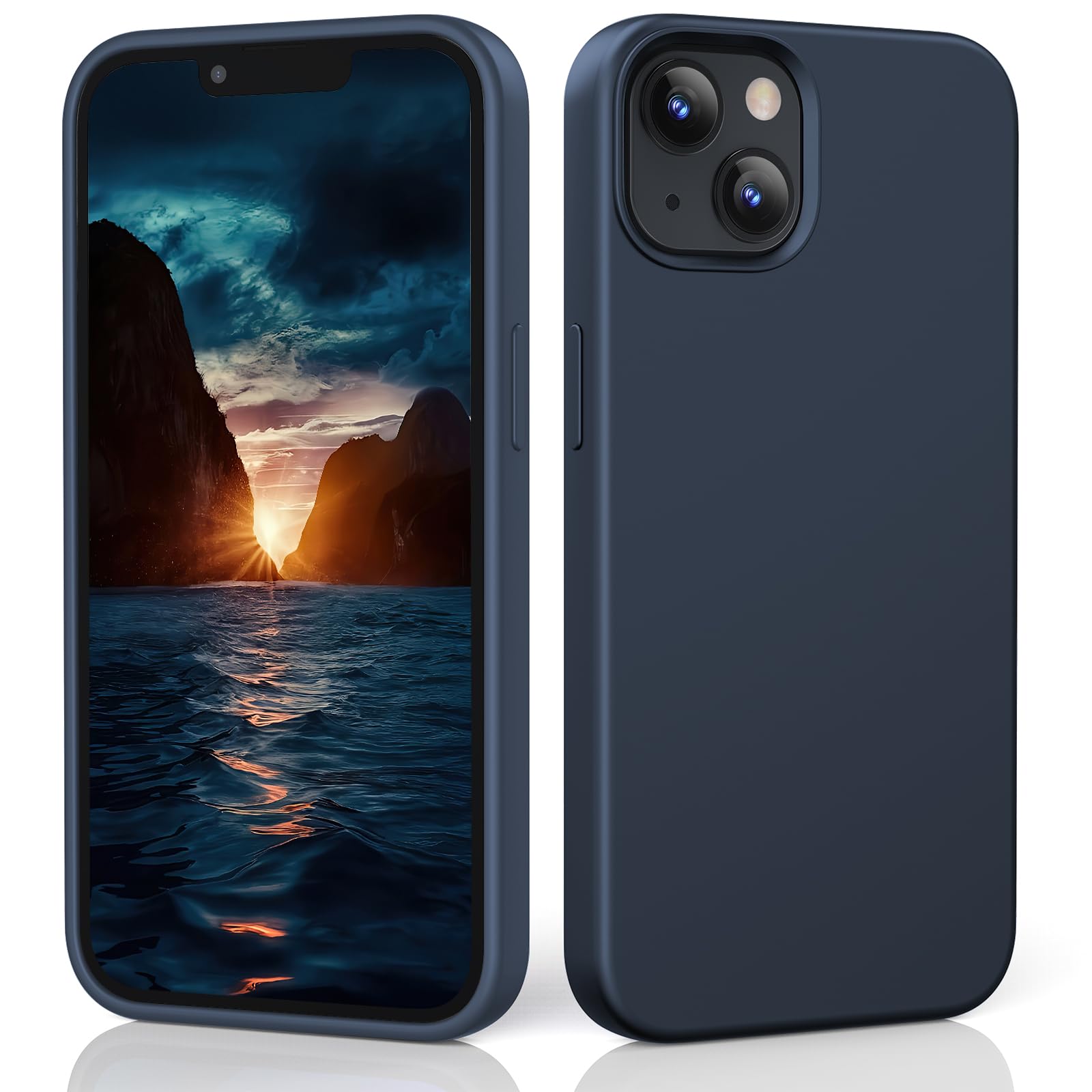 TIIXXE Silicone Case Compatible with iPhone 13 case Soft Ultra Slim Protective Shockproof Liquid Silicone Phone Case,Anti-Scratch Microfiber Lining, 6.1" Deep Sea Blue