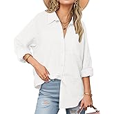 Zeagoo Womens Button Down Shirts Long Sleeve Cotton Gauze Tops Casual Collared Blouses Loose Fit