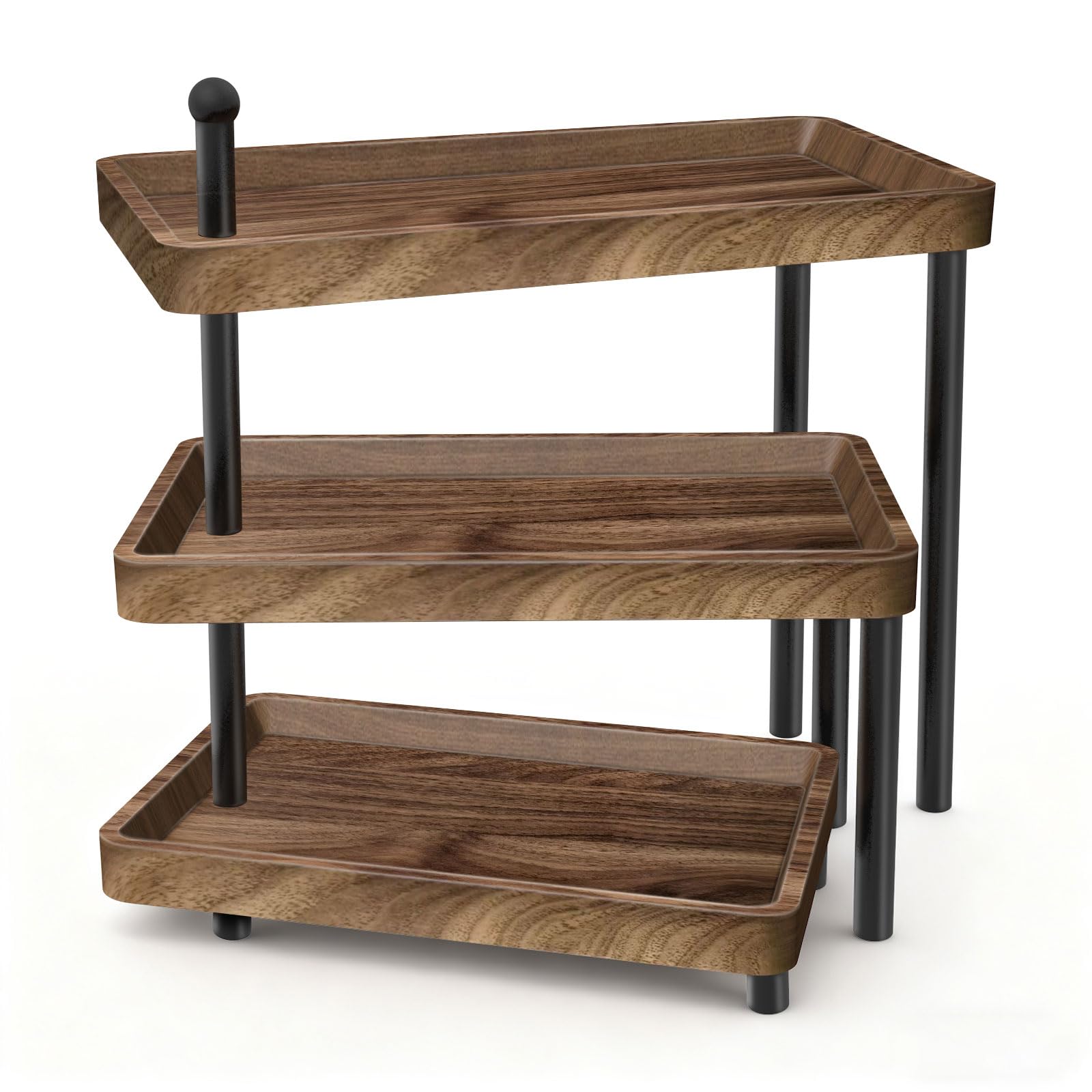 Photo 1 of **MISSING PIECES UNKNOWN**Serving Tray for Party, Wooden Cupcake Stand 3 Tiered Tray Stand Rotating Tiered Serving Tray Dessert Table Display Set Reusable Tiered Serving Platters for Cupcake, Veggie Fruit, Cookies, Dessert