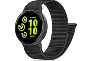 HQzon 20mm Nylon Hook and Loop Band Compatible with Garmin Vivoactive 5/ Vivoactive 6/ Vivoactive 3, Soft Breathable Sport St