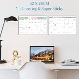 POPRUN 2 Pack A3 Whiteboard Calendar Monthly Weekly Chore Chart Self Adhesive view 5