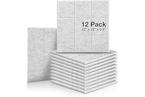 Fstop Labs Acoustic Foam Panels 0.4" X 12" X 12" Acoustic Panels Sound Panels Soundproofing Insulation Bevled Edge Tiles, Acoustic Treatment Used in Home & Offices, 9 Blocks Square