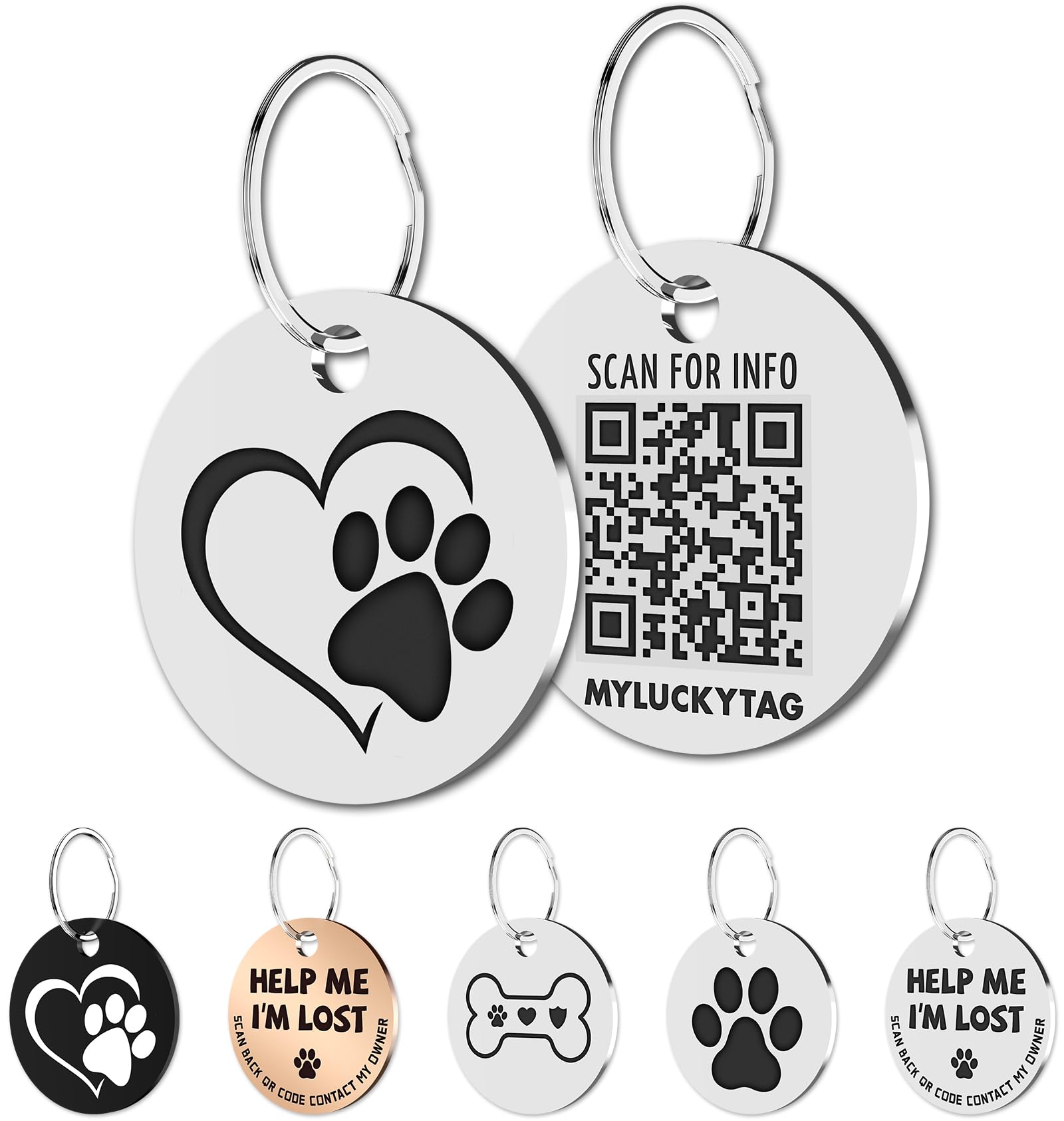 Photo 1 of MYLUCKYTAG Stainless Steel QR Code Dog Tags - Scan QR for Instant Pet Location Alerts