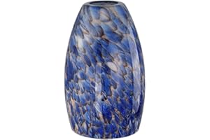 KARYFINE Hand Blown Art Glass Lamp Shade for Lighting Fixture Replacement Oval Glass Shade Height 7.48inch,Fitter 1.65inch,Max Diameter 4.7inch for ceiling pendant lights for kitchen (Blue)