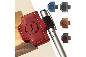 MOTEERLLU Bygone Mark Personalized Magnetic Leather Pen Holder Bookmark, Custom Bookmarks with Initial for Reading Women, Men, Teachers, Book Lovers Gifts（Red J）