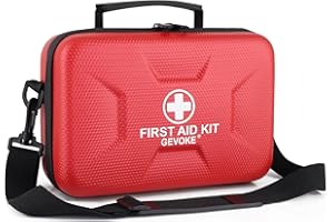 Gevoke 410 Piece Waterproof Hard Shell First Aid Kit for Home, Car, Travel, Camping, Truck, Hiking, Sports, Office, Vehicle & Outdoor Emergencies - Emergency Medical Kits (Red)