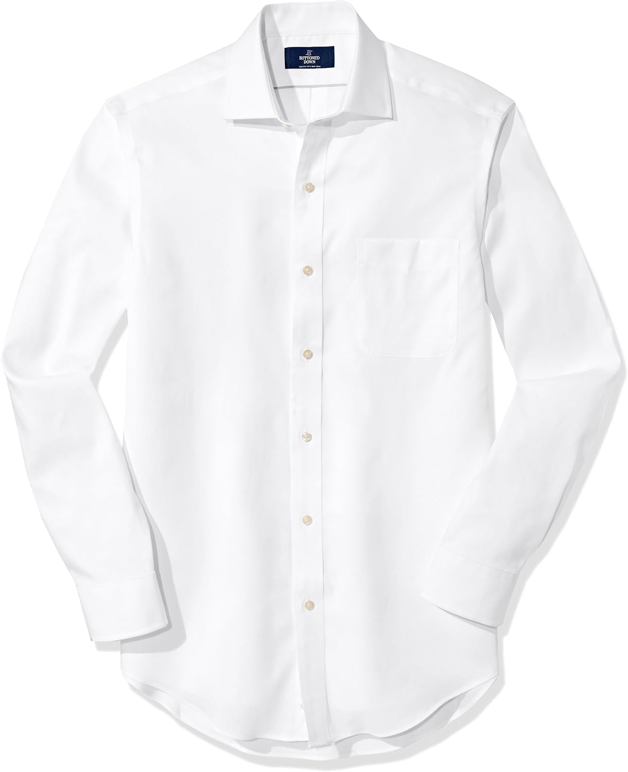 Buttoned Down Men's Classic-fit Solid Non-Iron Dress Shirt Pocket Spread Collar: Clothing