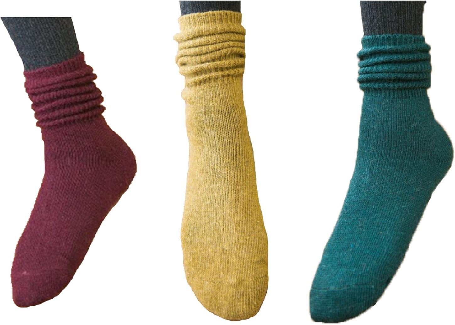 3 Pairs Women's Thick Warm Socks Ladies Winter Knitted Thermal Cashmere