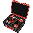Case for Milwaukee M18 Drill & Driver: Storage Carrying Bag Tool Box for Milwaukee Tools, Waterproof Hard Case for Milwaukee Cordless Hammer Drill/Impact Driver/Battery/Charger (Red/Black Case Only)