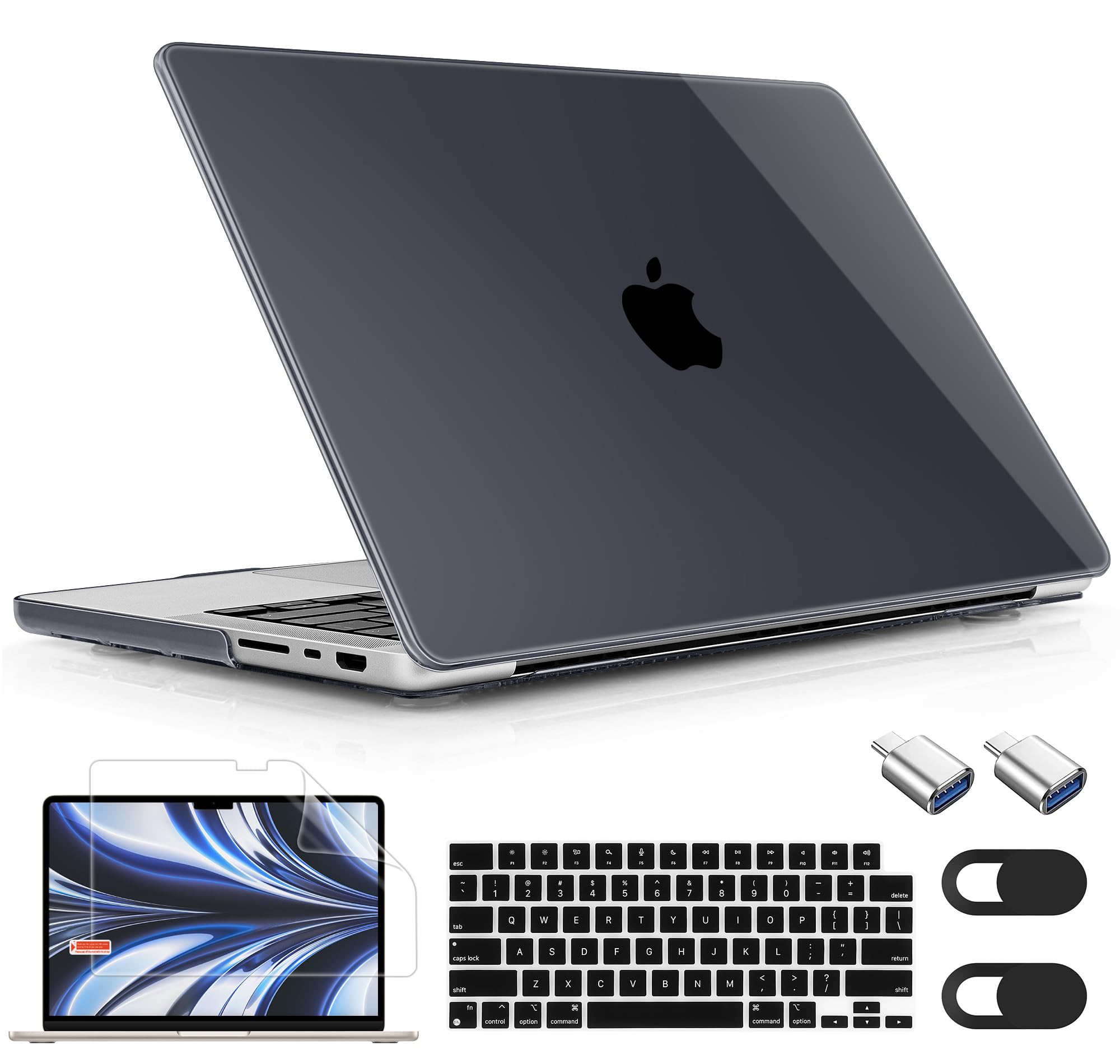 Photo 1 of Mektron for M4 MacBook Pro 14-inch Case 2024 A3112 A3401 A3185 Compatible with 2023 M3 A2918 A2992 M2 A2779 2021 M1 A2442 Pro/Max Cover for Mac Pro 14" with Retina XDR Display, Crystal Black