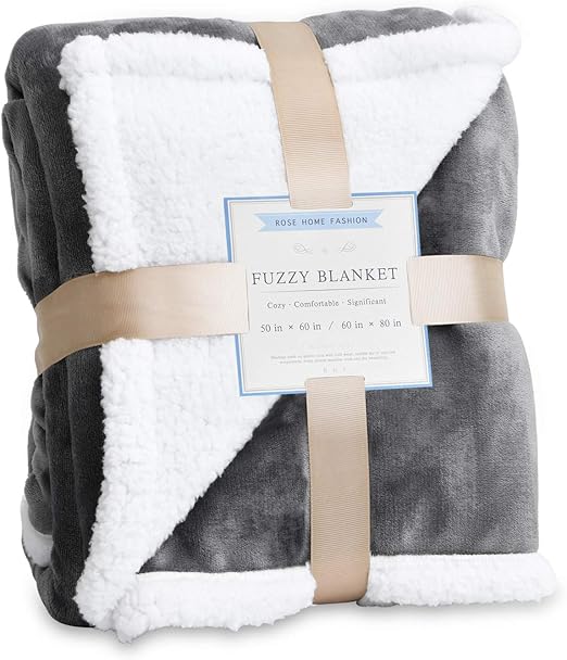 Rose Home Fashion Throw Blanket Plush Blanket Sherpa Blanket Soft Blanket 60 X 80 Twin Light Grey Throw Blanket For Bed Throw Blankets Fleece Blanket Couch Blanket Fuzzy Blanket Throws Blankets