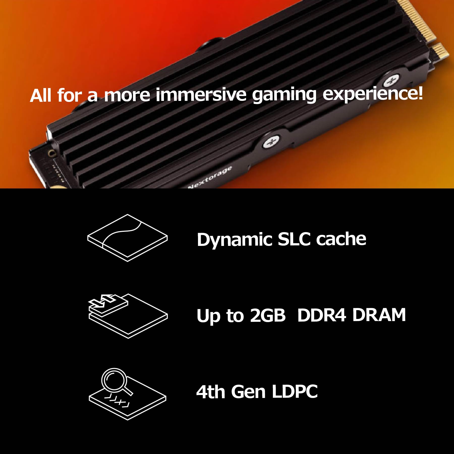 Nextorage Japan 1TB(1000GB) Internal SSD Work with New PlayStation 5 Console and PC M.2 2280 Gen4 NVMe with Heatsink NEM-PA1TB/N SYM Maximum Transfer Rate Read: 7300MB/s, Write: 6000MB/s