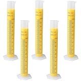 5Pack 100ml Plastic Graduated Cylinder, Transparent