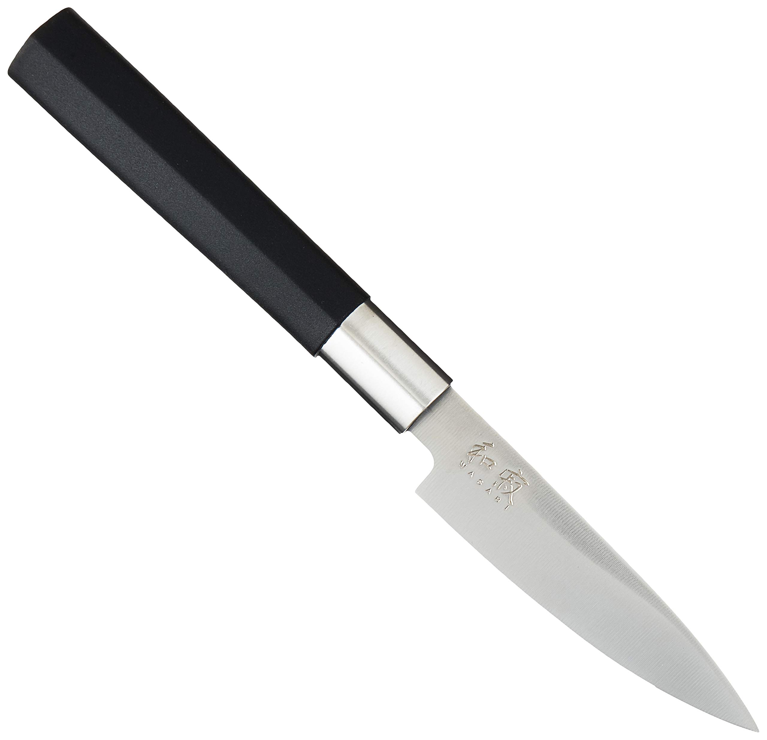 Kai Wasabi Black Utility Knife 10.0 cm Blade Length - Polished 6A/1K6 Stainless Steel 58 (±1) HRC - Black Polypropylene Handle - Multipurpose Knife - Made in Japan