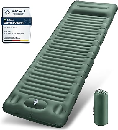 JEMULICE Isomatte Camping, 12CM Ultradicke Camping Luftmatratze mit Fußpumpe, Aufblasbare Matratze Kleines Packmaß, Ultraleichte Wasserdicht Outdoor Campingmatte Schlafmatte für Wandern, Zelt