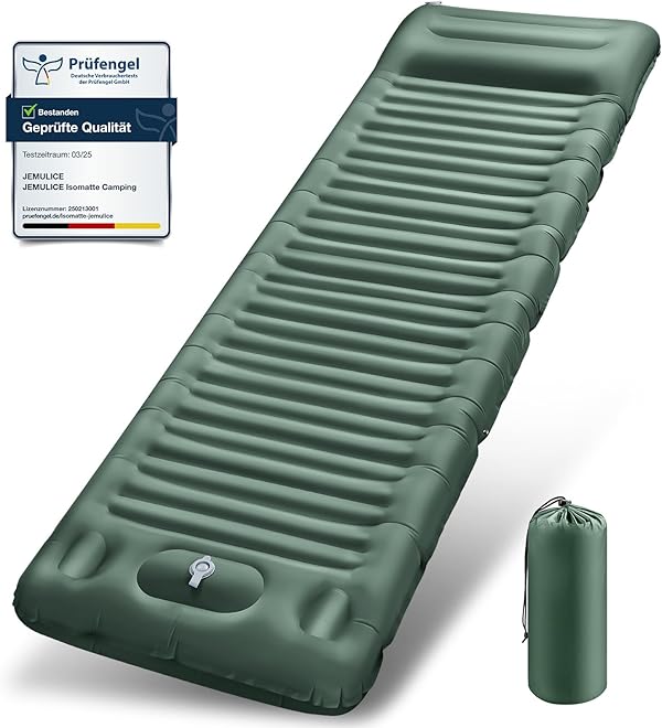 JEMULICE Isomatte Camping, 12CM Ultradicke Camping Luftmatratze mit Fußpumpe, Aufblasbare Matratze Kleines Packmaß, Ultraleichte Wasserdicht Outdoor Campingmatte Schlafmatte für Wandern, Zelt