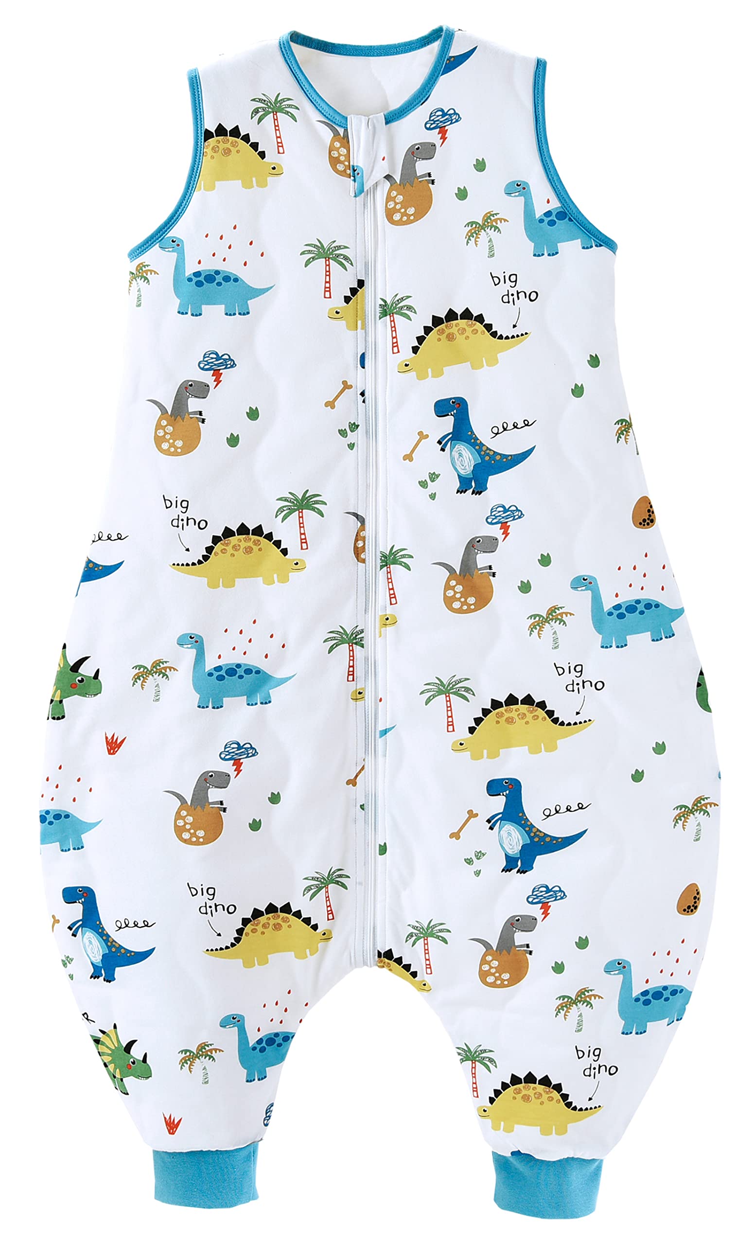 Chilsuessy Toddler Sleeping Bag with Feet (CPC Certification) 2.5 Tog Baby Sleeping Sack with Legs Pyjamas Infant Walking Cotton Wearable Blankets, Dinosaur Park, 90cm/3-4 Years