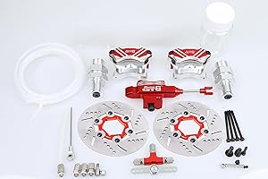 GTBRACING GTB New Metal Front Wheel Hydraulic Brake System Kit with Steel Disc for 1:5 Scale RC 1 5 Gas Car HPI Rovan KM Baja 5b 5t ss 5sc, Red
