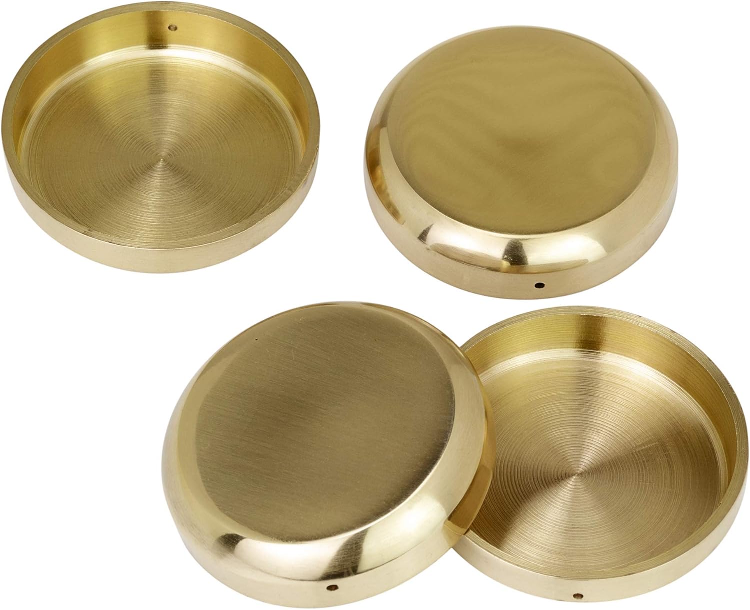 UK Brass Castor Cups (Set of 4) - Solid Polished Brass - Antique Vintage, 54 mm Durchmesser, 12 mm Tiefe