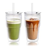 KEMORELA Double Wall Glass Cups, Insulated Glass