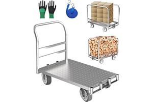 2-in-1 Panel Truck Cart, Heavy Duty Platform With 2200 lbs Capacity, 36" x 24" Flatbed, 4 Swivel Casters, Drywall Dolly, Lumb