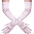 Wobe Long Opera Party 20s Satin Gloves Stretchy Adult Size Elbow Length Wedding