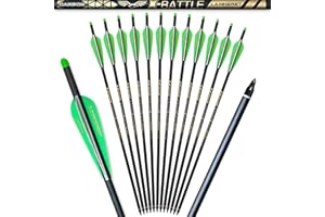 Lanneret Carbon Crossbow Bolts 17，20，22Inch Arrows Bolt Crossbolt Fletched 4 Inch Vane with Field Point (Pack of12) Black
