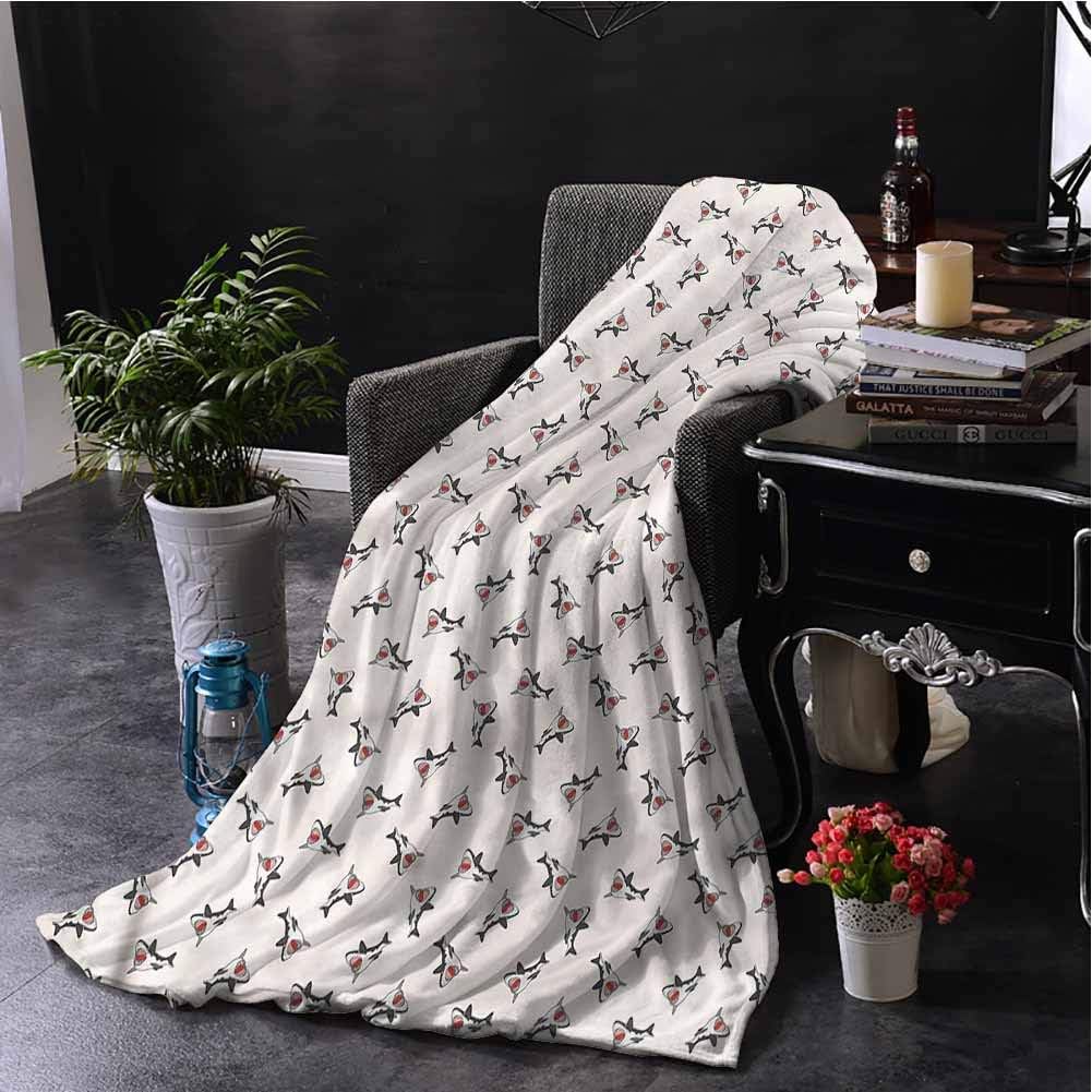 Luoiaax Shark Luxury Special Grade Blanket Aggressive Hungry Fishes Multi-Purpose use for Sofas etc. W80 x L60 Inch