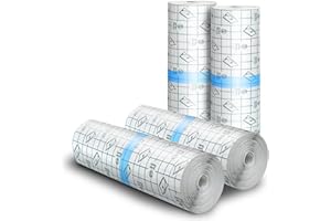 BFONS Tattoo Aftercare Waterproof Bandages, 6" x 4.4 Yard Tattoo Cover Up Tape, Tattoo Supplies Second Skin Transparent Film Healing Protective Clear Sterile and Safe Bandages 4 Rolls (6" x 1.1 Yard/Roll)