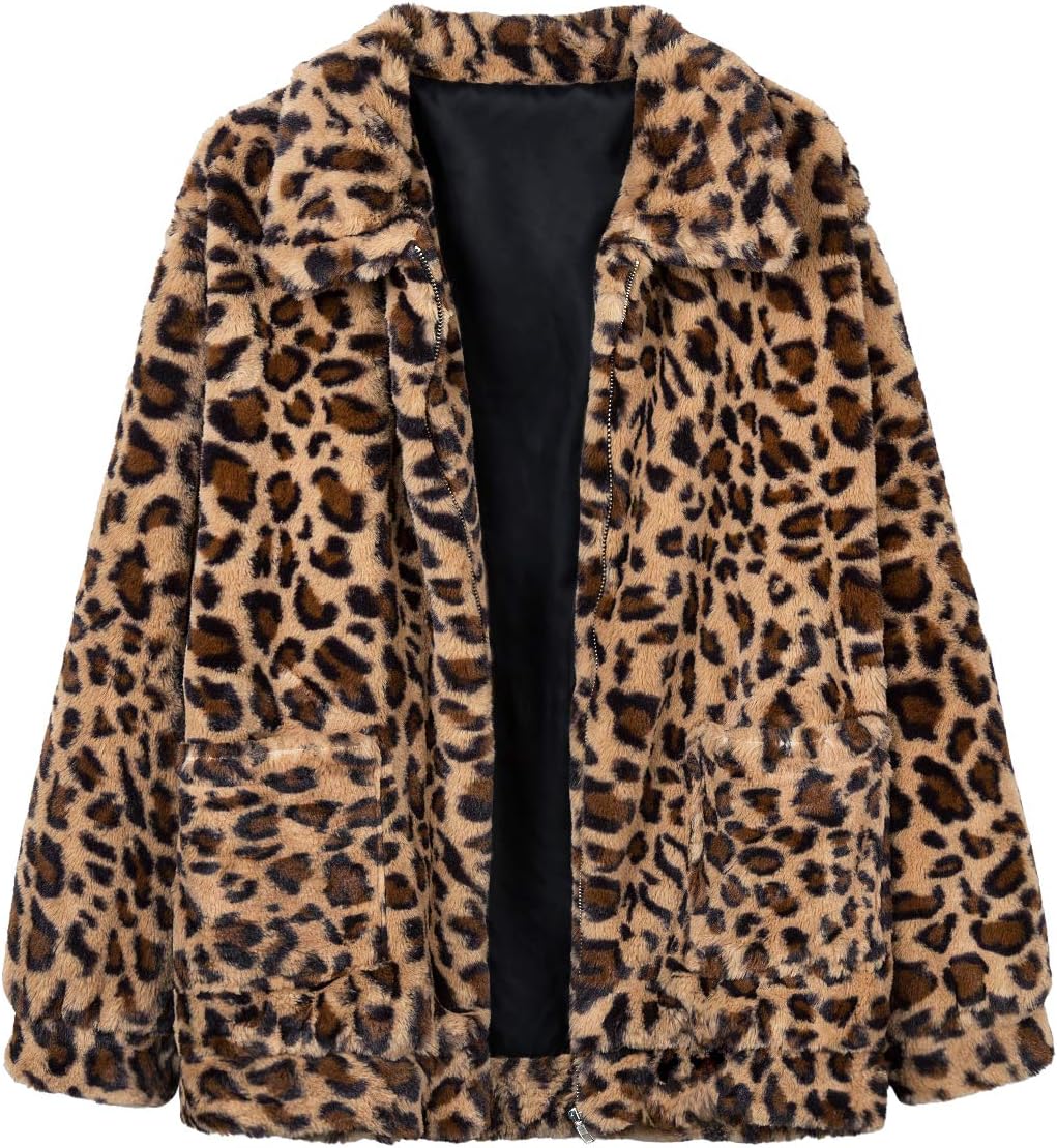 CHOiES record your inspired fashion Women's Lapel Long Sleeve Faux Shearling Coat Winter Boyfriend Winter Faux Coat