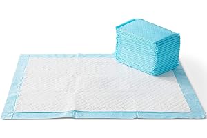 Amazon Basics X-Large Heavy Duty Absorbent Puppy Potty Pads, Leak-Proof, Quick-Dry, Super Absorbent Gel Technology for Dog Training, 28 x 34 Inches, Blue & White, Pack of 50