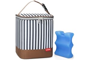 Lekebaby Breastmilk Cooler Bag with Ice Pack Fits 4 Baby Bottles, Baby Bottle Cooler Bag, BreastMilk Cooler Bag for Nursing Mom Daycare