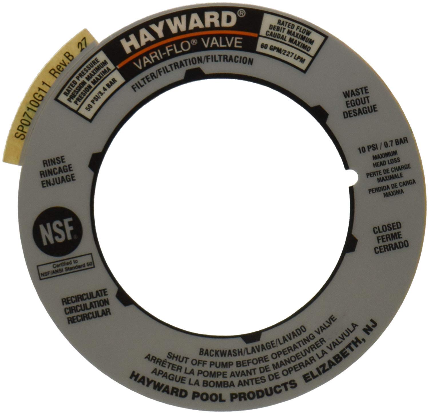 Amazoncom Hayward Spx0710g Label Plate Replacement For Hayward
