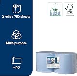 Tork 130052 Wiping Paper Plus Combi Roll Blue 2 x 255m Ø26.2cm view 2