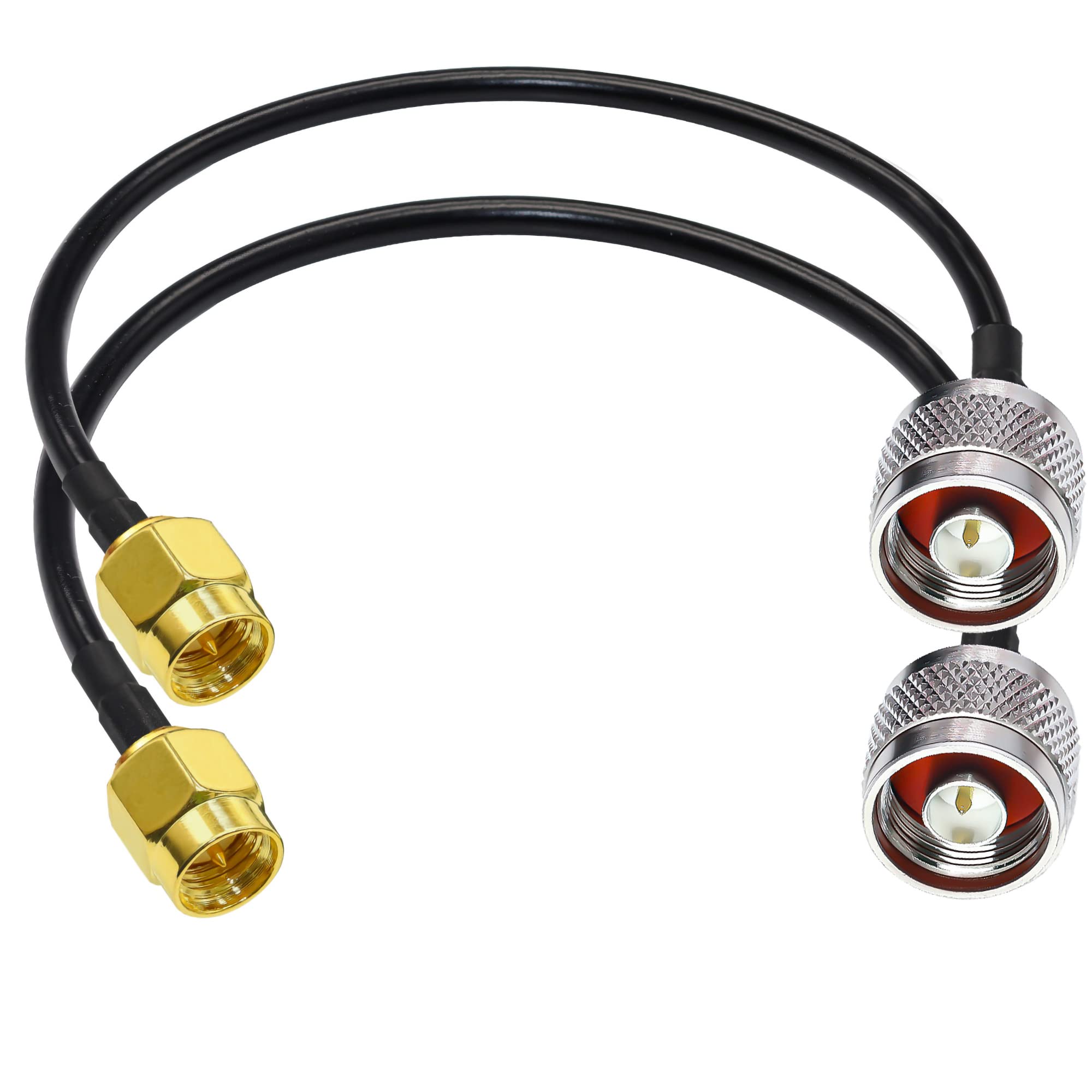 TUOLNK SMA to N Coax Cable RG58 Low Loss WiFi Antenna Extension Cable Black SMA Male to N Male Coaxial Cable 50ohm for 3G 4G LTE Antenna Ham Radio (0.98ft-2pcs)