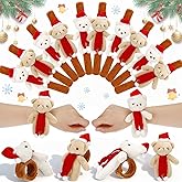 Soulchen 24 Pcs Animal Slap Bracelets Kids Christmas Gift Stuffed Animal Snap Bracelets Christmas Party Favors Decorations Stocking Stuffers Xmas Goodie Supplies Classroom Prizes