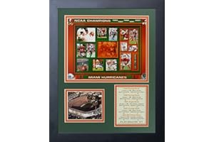 Legends Never Die Miami Hurricanes Five Time Champs Framed Photo Collage, 11 by 14-Inch, Black