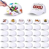 JaGely 30 Pcs DIY Baseball Caps Creative Painting Adjustable Outdoor Sports Caps for Camp, Birthday Party, Painting, Activity