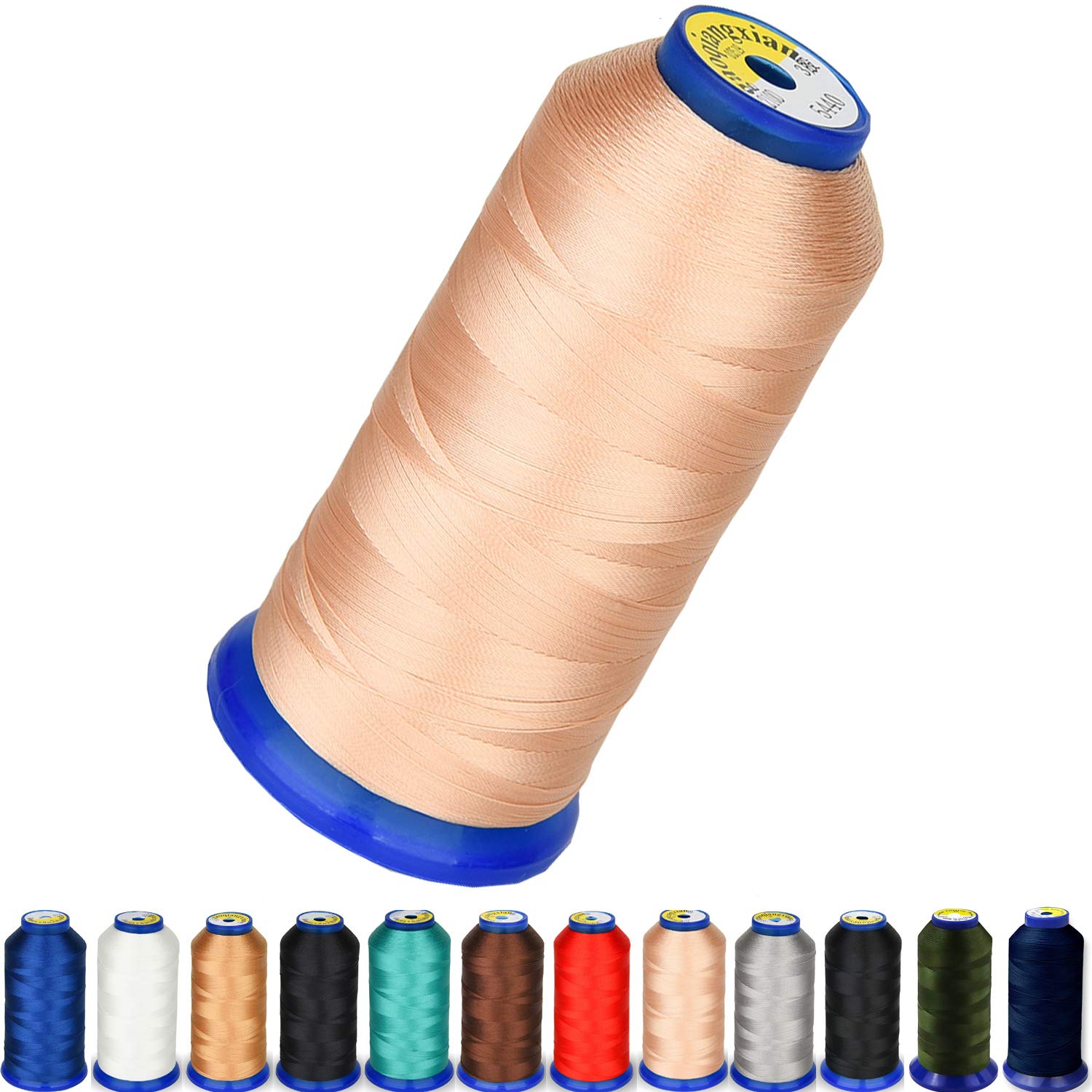Heavy Duty Thread 1800 Yards Size T70#69 210D/3 All Purpose High Strength Polyester Sewing Thread for Weaves, Upholstery, Jeans and Weaving Hair, Drapery, Beading, Purses, Leather (Beige)