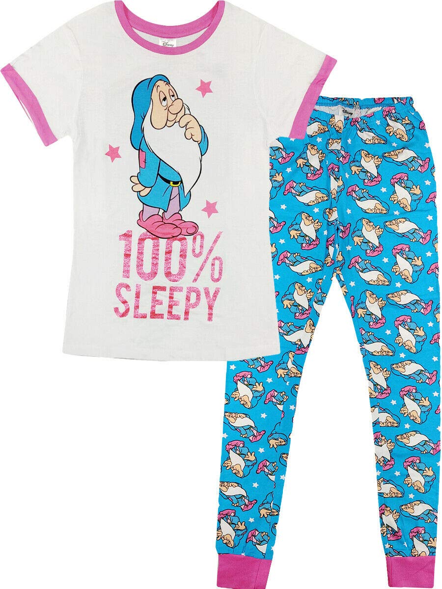 Womens Snow White Pyjamas Size 8-22 Grumpy Sleepy Dopey Dwarfs Nightwear Teens PJs (12-14)
