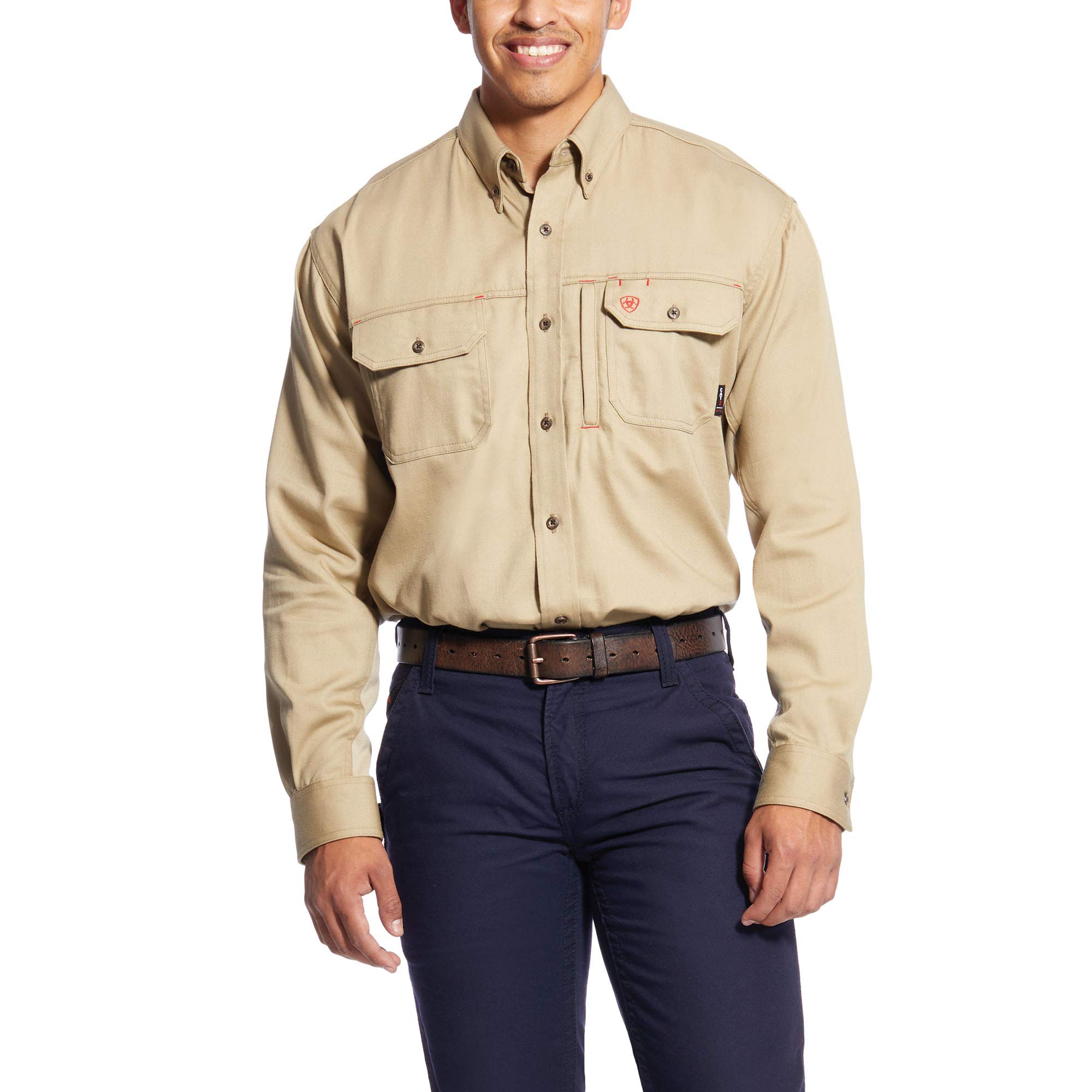 Photo 1 of Ariat Men's Flame Resistant Solid Vent Shirt, Khaki, LG R