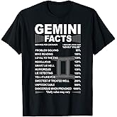 Funny Gemini Tee - Gemini Facts Awesome Zodiac Sign T-Shirt