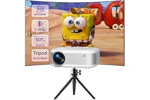 [Two-Way Bluetooth] PANSEBA Mini Projector with Tripod, 2024 Upgraded 1080P HD Projector, Portable Projector with Bluetooth, Movie Projector Compatible with Smartphone/Laptop/TV Stick/HDMI/USB