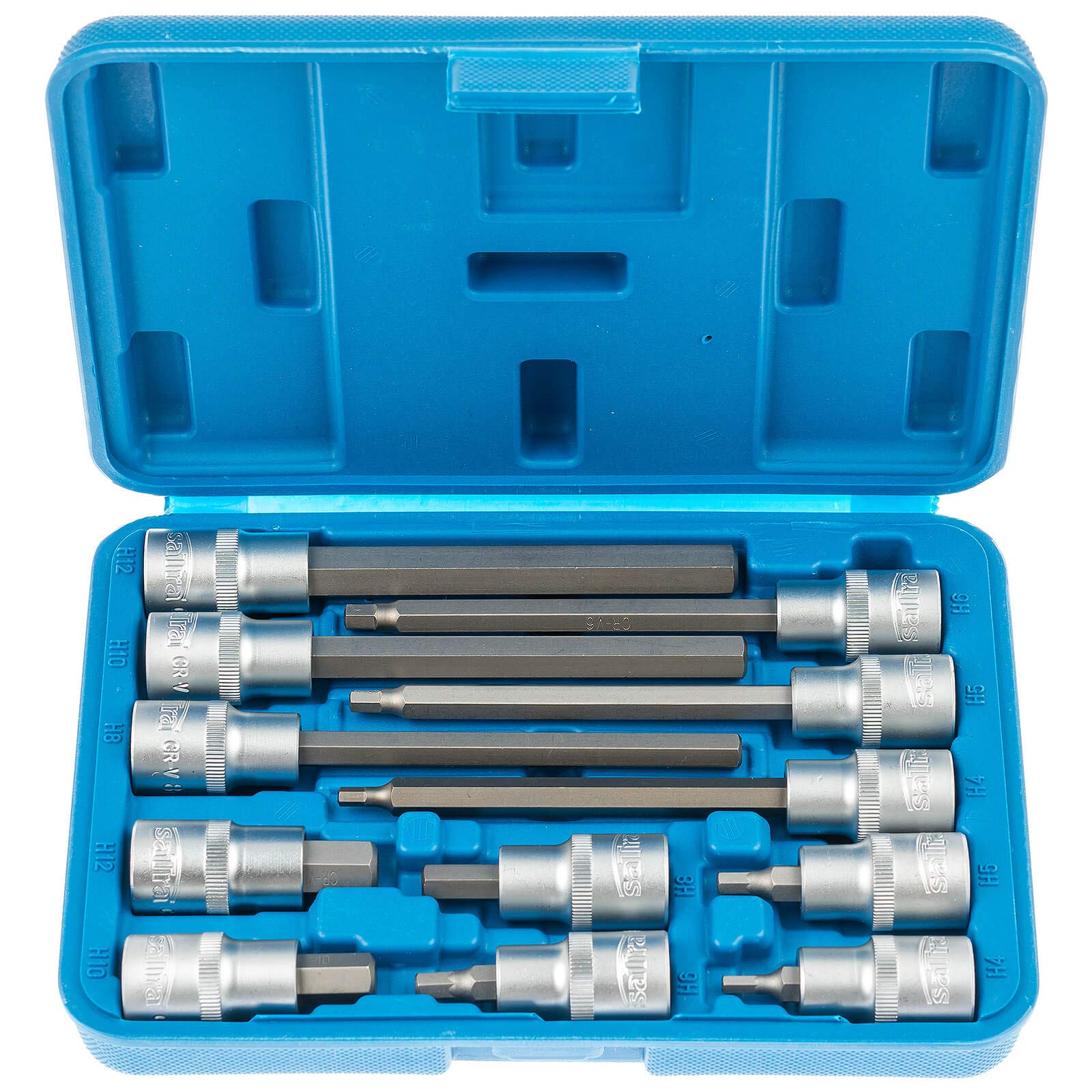 Satra Hex Socket Spanner Set, 12 Pieces (0.5 inches, Chrome Vanadium Steel, Matt Chrome-plated, Square Drive, FASTENER_DRIVE_BIT)