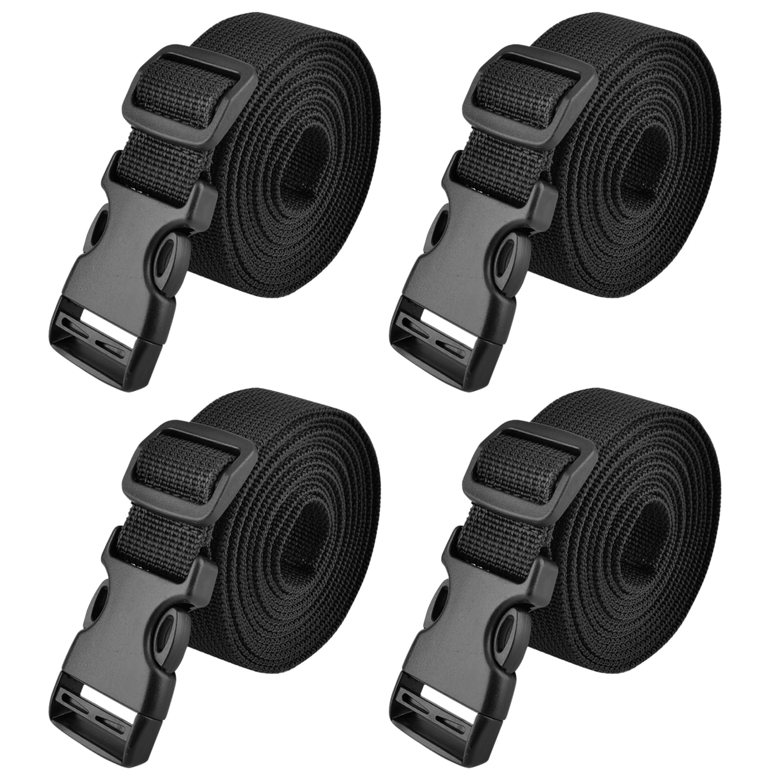 TRIWONDER 4 Pcs Luggage Straps Suitcase Belts Luggage Straps for Suitcases Baggage Adjustable Travel Bag Buckle Belt (Black - 25mm, 2m)