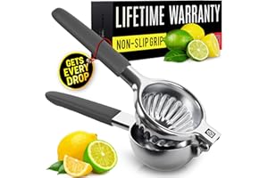 KENSINGTON LONDON Stainless Steel Lemon Squeezer Press - No Seeds, Pro-Grade, Effortlessly Get Every Drop - Manual Non-Slip Grip Design - Lemon Lime Squeezer, Orange, and Citrus Fruit Hand Held Lemon Juicer Squeezer