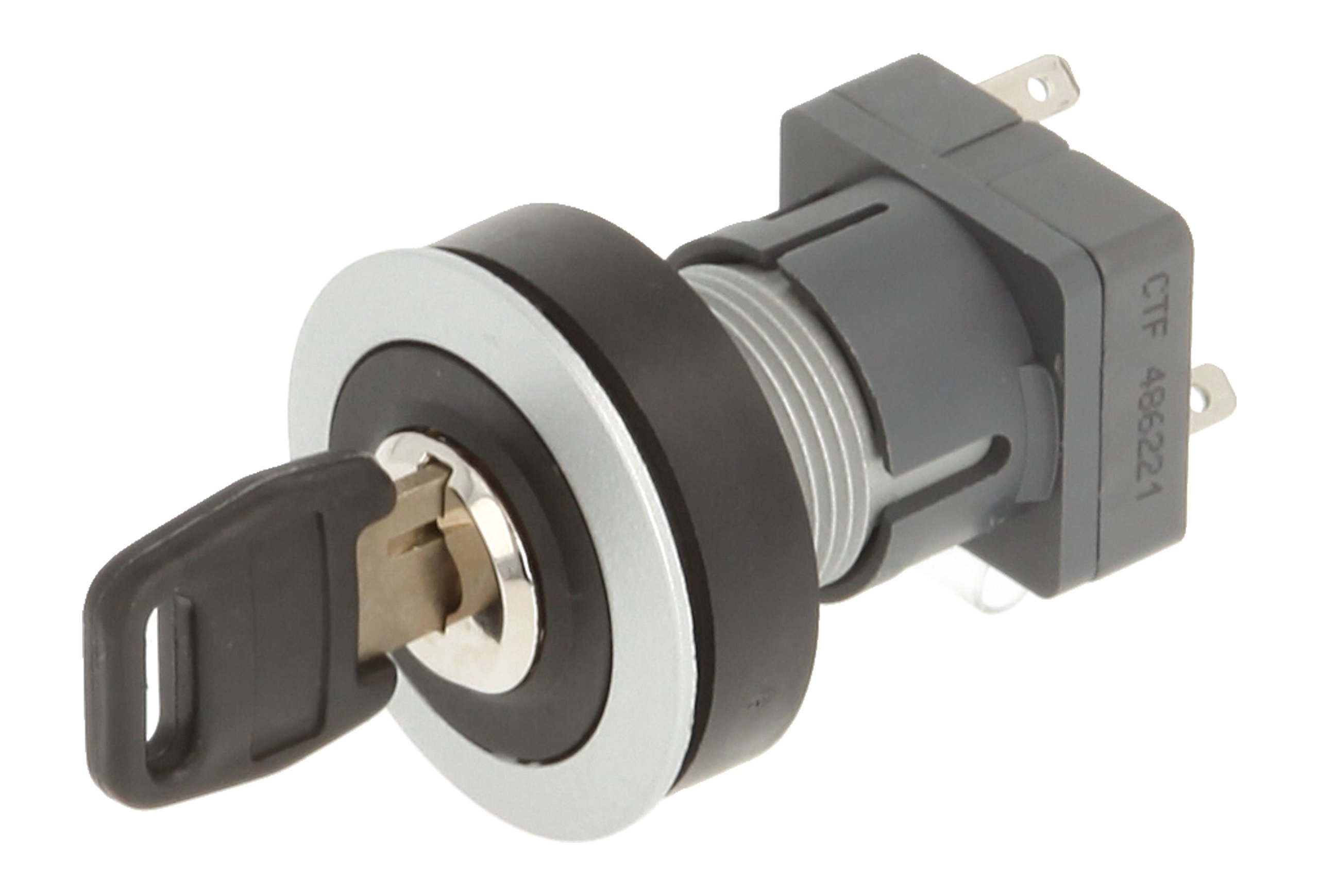 Schlegel 23.001.427 Key Switch Silver-Coloured, Locking, 2 Positions 12-15 o'clock, Push Contact Sensor, 1 Changer